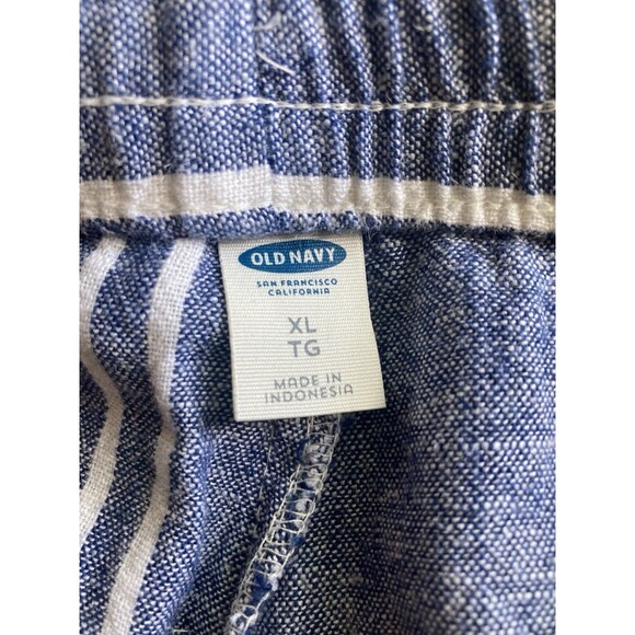 Old Navy Pants Women’s XL Wide Leg Linen Blend Striped Pull On Casual Beach Boho - Picture 7 of 8